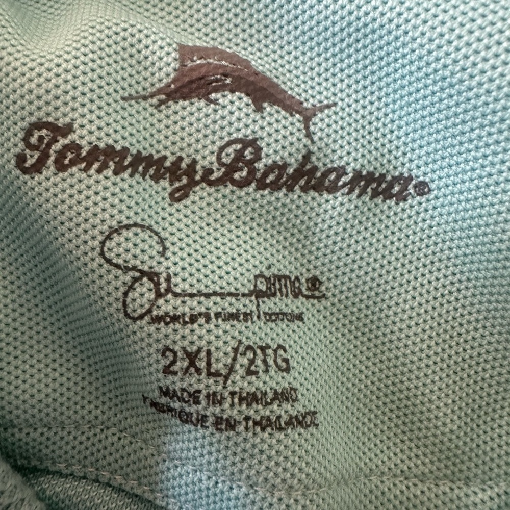 Men’s used Tommy Bahama cotton green blue polo shirt size XXL 2Xl Pre own item - Picture 3 of 4